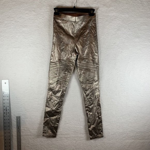 Oober Swank Leggings Women's Size 5 Metallic‎ Gold Pull On Mid Rise Stretch 6437 - Picture 1 of 8